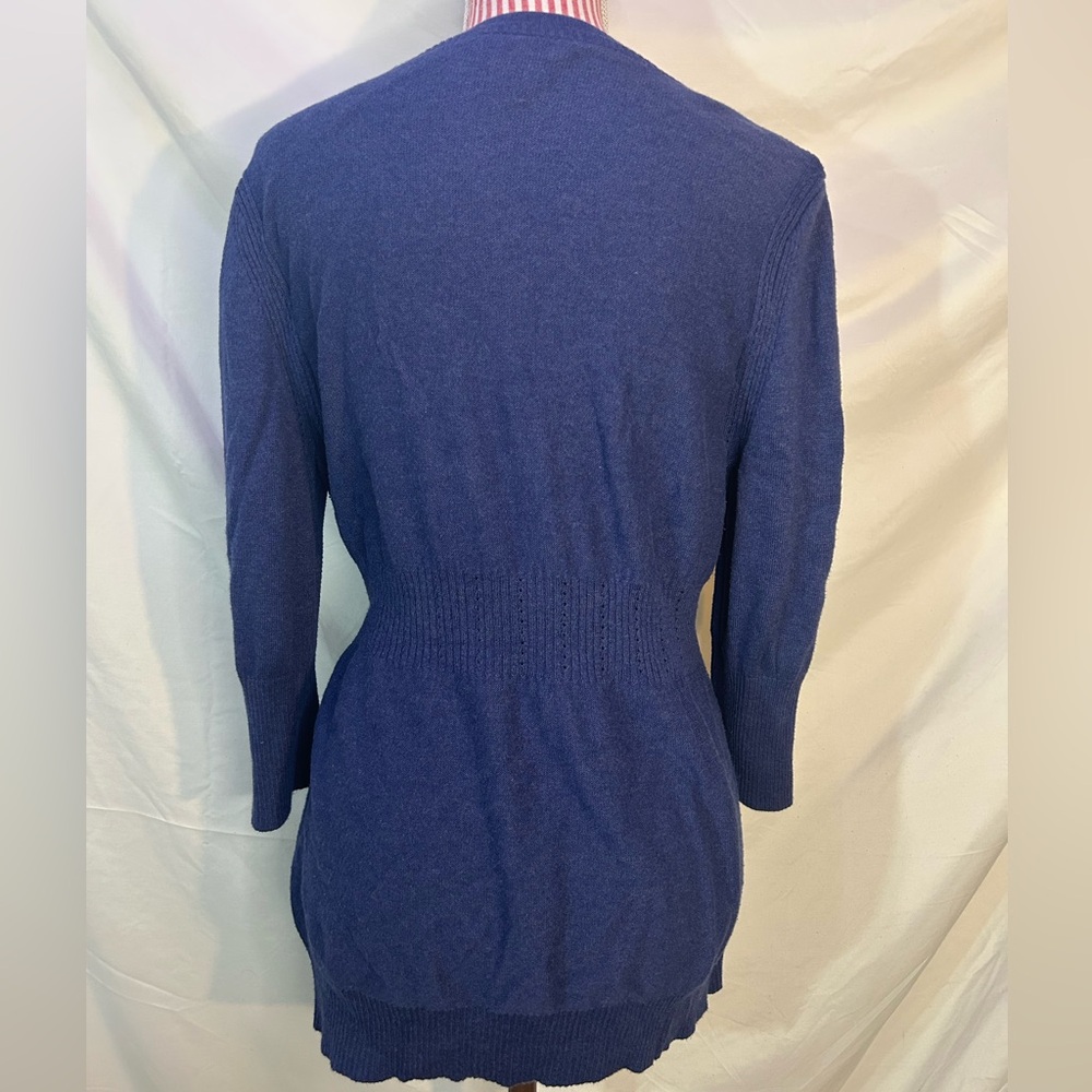 Y2K DKNY Blue Babydoll Knit Cardigan Sweater 3/4 Sleeves Lightweight Soft Sz XL - Picture 5 of 9